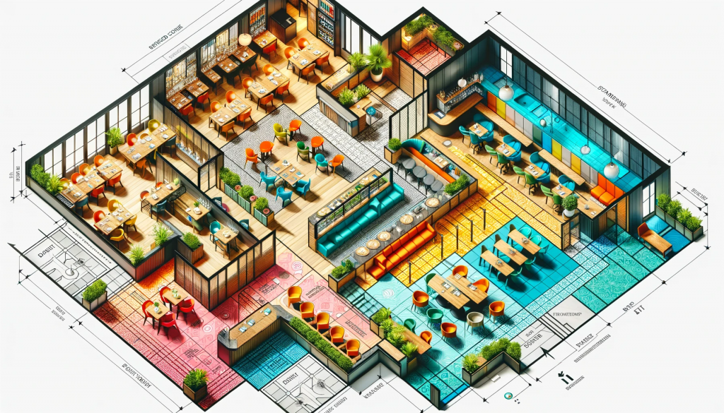 rapiboy plano de distribución de planta de un restaurante generado con inteligencia artificial.